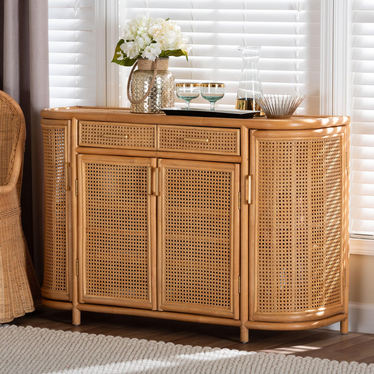 Bali & Pari McKenna Rattan Sideboard Handwoven Wicker Buffet