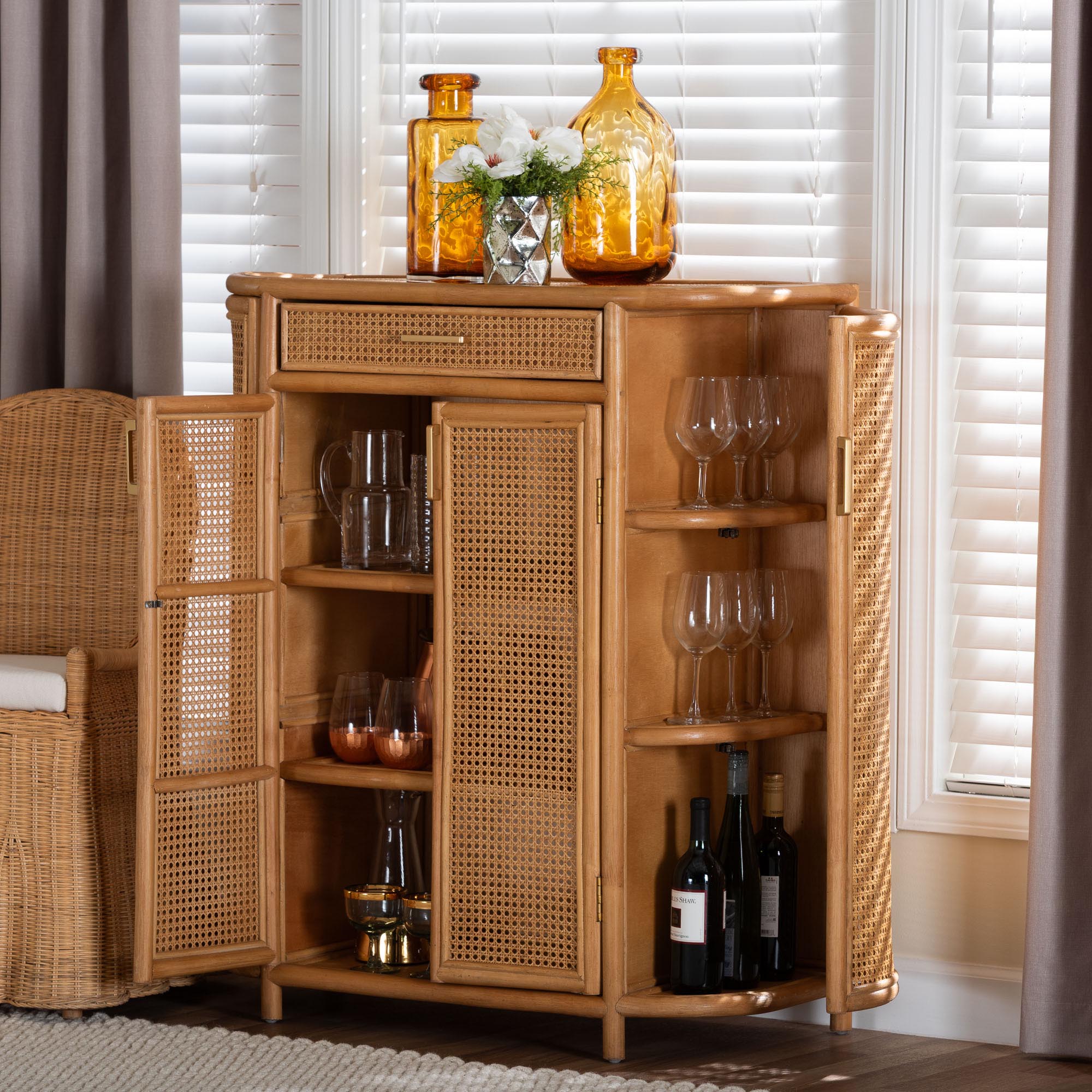 Bali & Pari McKenna Rattan Storage 1-Drawer Cabinet