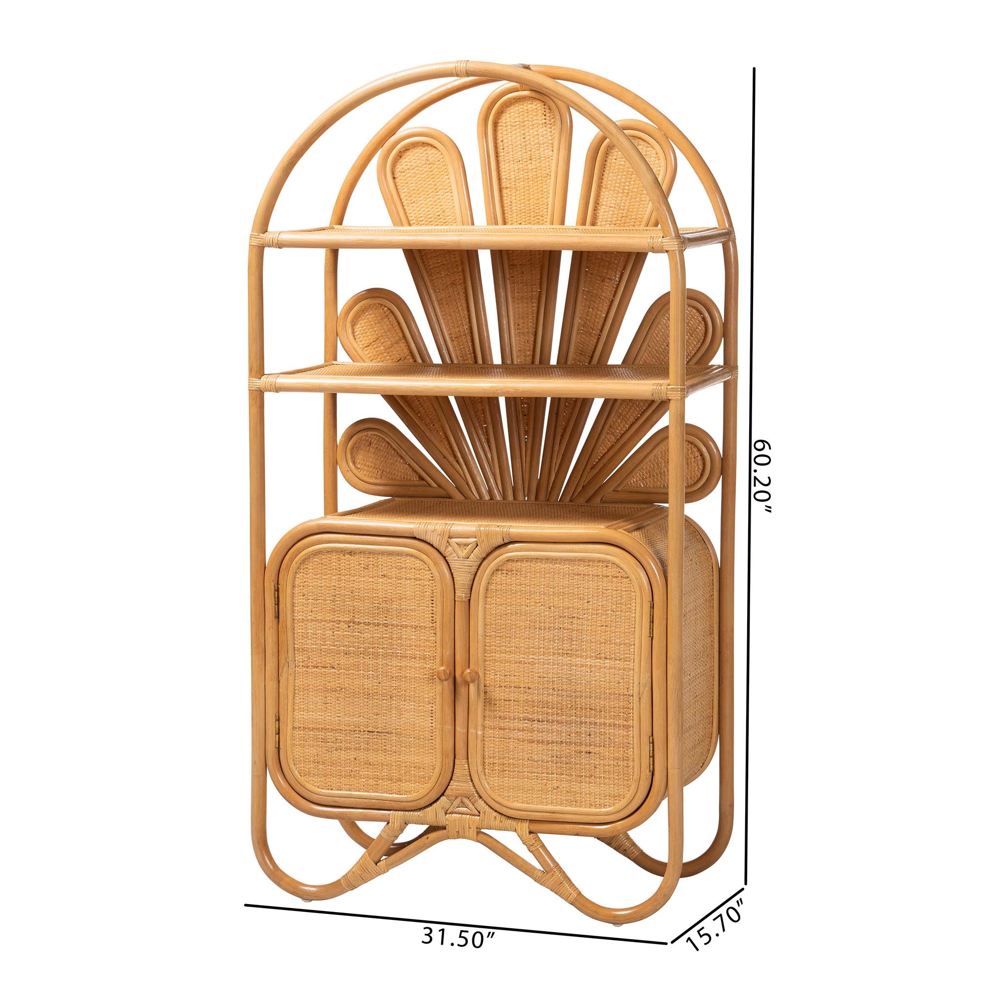 Bali & Pari Noreen Peacock Fan Rattan Cabinet