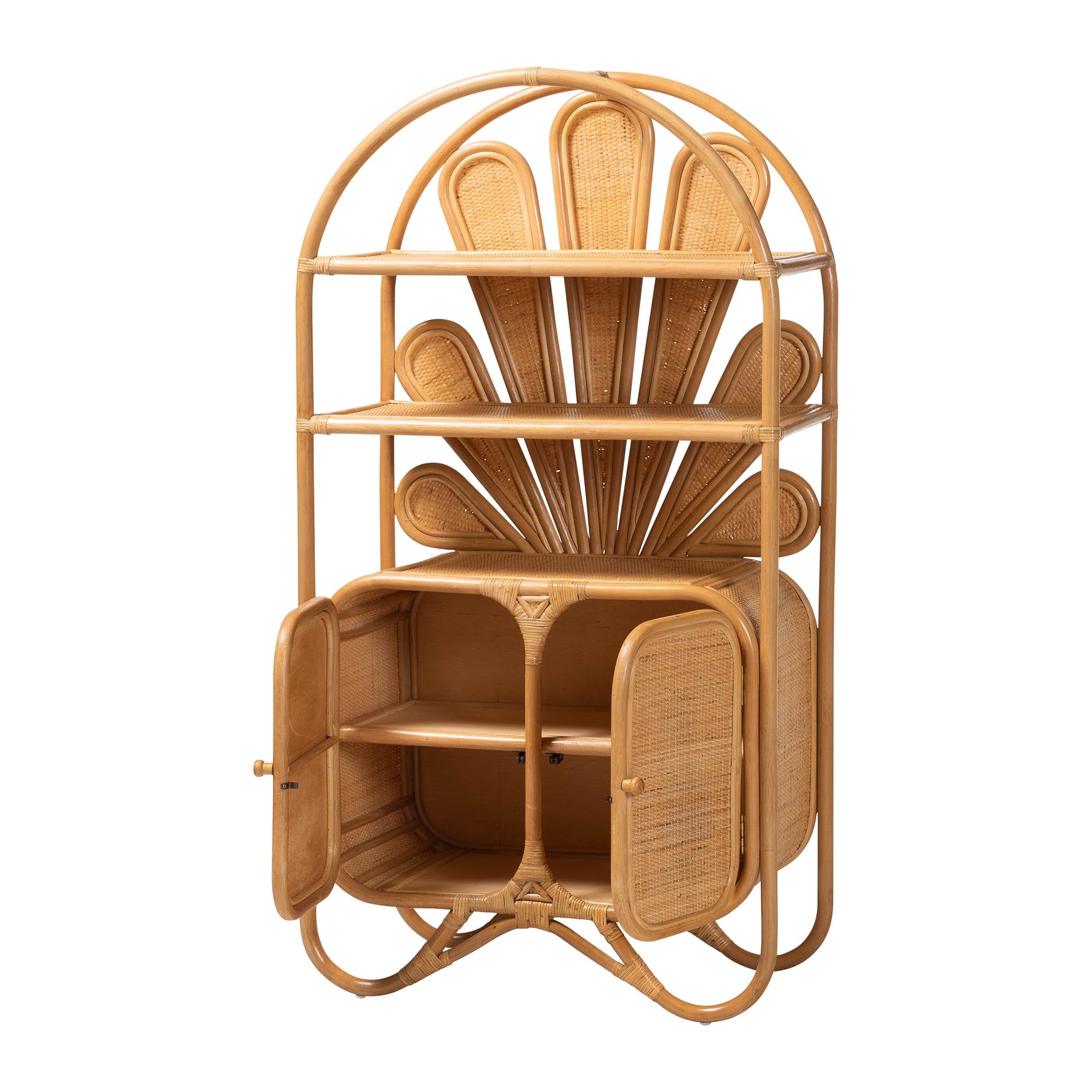 Bali & Pari Noreen Peacock Fan Rattan Cabinet
