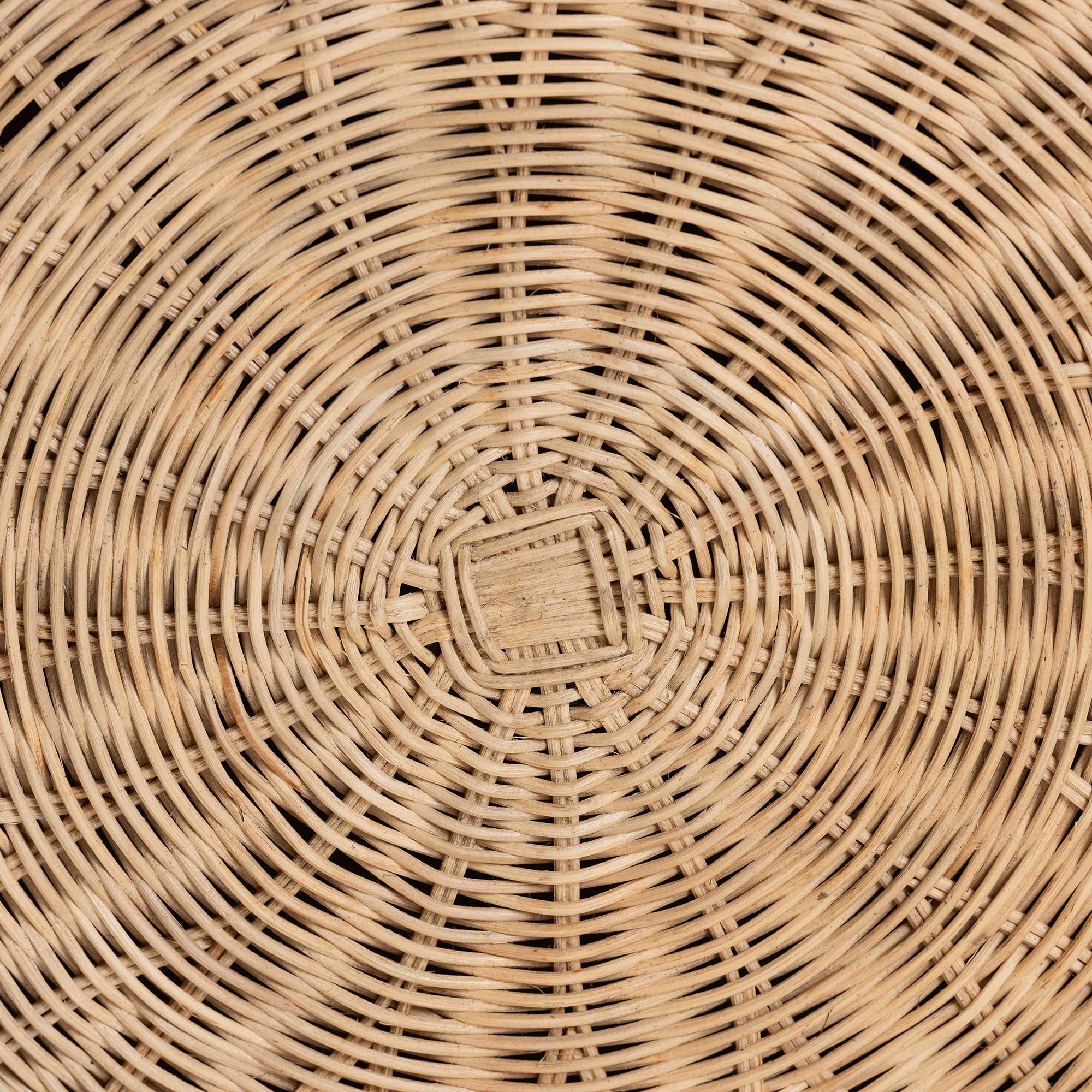 bali & pari Ying Round Rattan Ottoman with Cushion - Handwoven Wicker Pleated Skirt Accent Coffee Table or Extra Seating for Living Room or Sunroom, Large