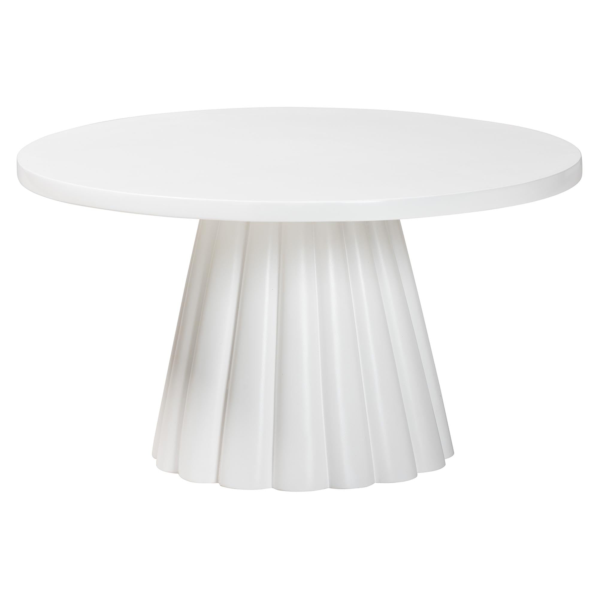 bali & pari Parvana Round Coffee Table with Fluted Pedestal Base - Contemporary Resin Accent Table for Living Room