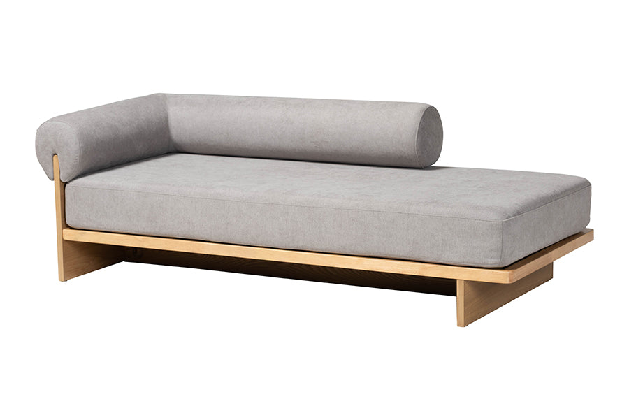 Bertille Left-Arm Chaise Lounge with Solid Wood Base Minimalist Sofa Daybed