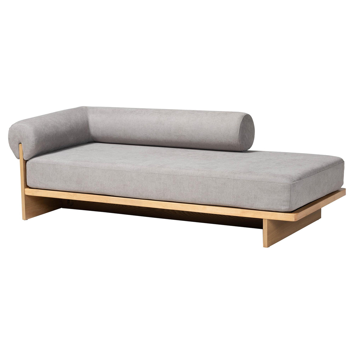 Bertille Left-Arm Chaise Lounge with Solid Wood Base Minimalist Sofa Daybed