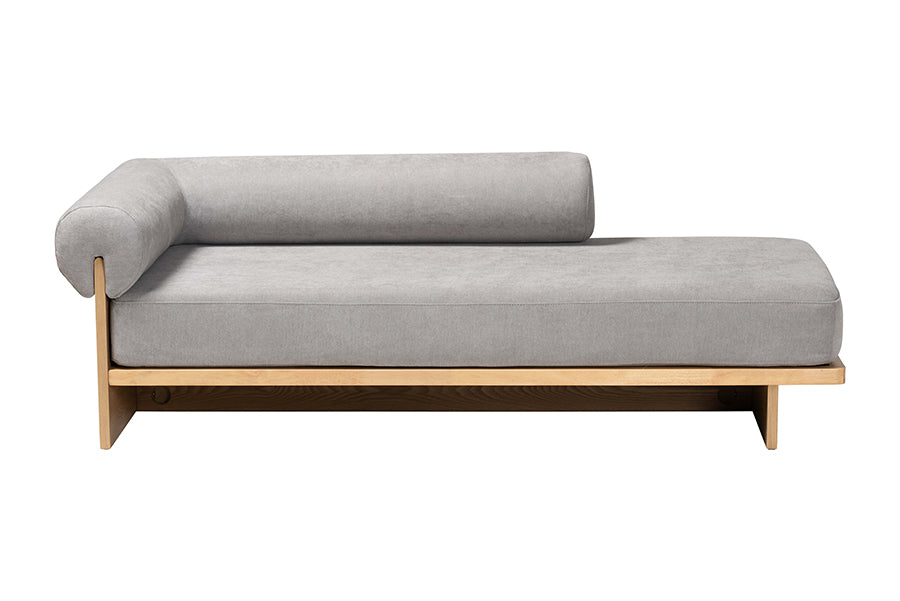 Bertille Left-Arm Chaise Lounge with Solid Wood Base Minimalist Sofa Daybed