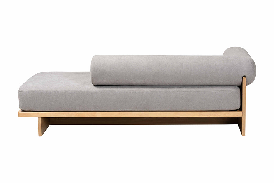 Bertille Left-Arm Chaise Lounge with Solid Wood Base Minimalist Sofa Daybed