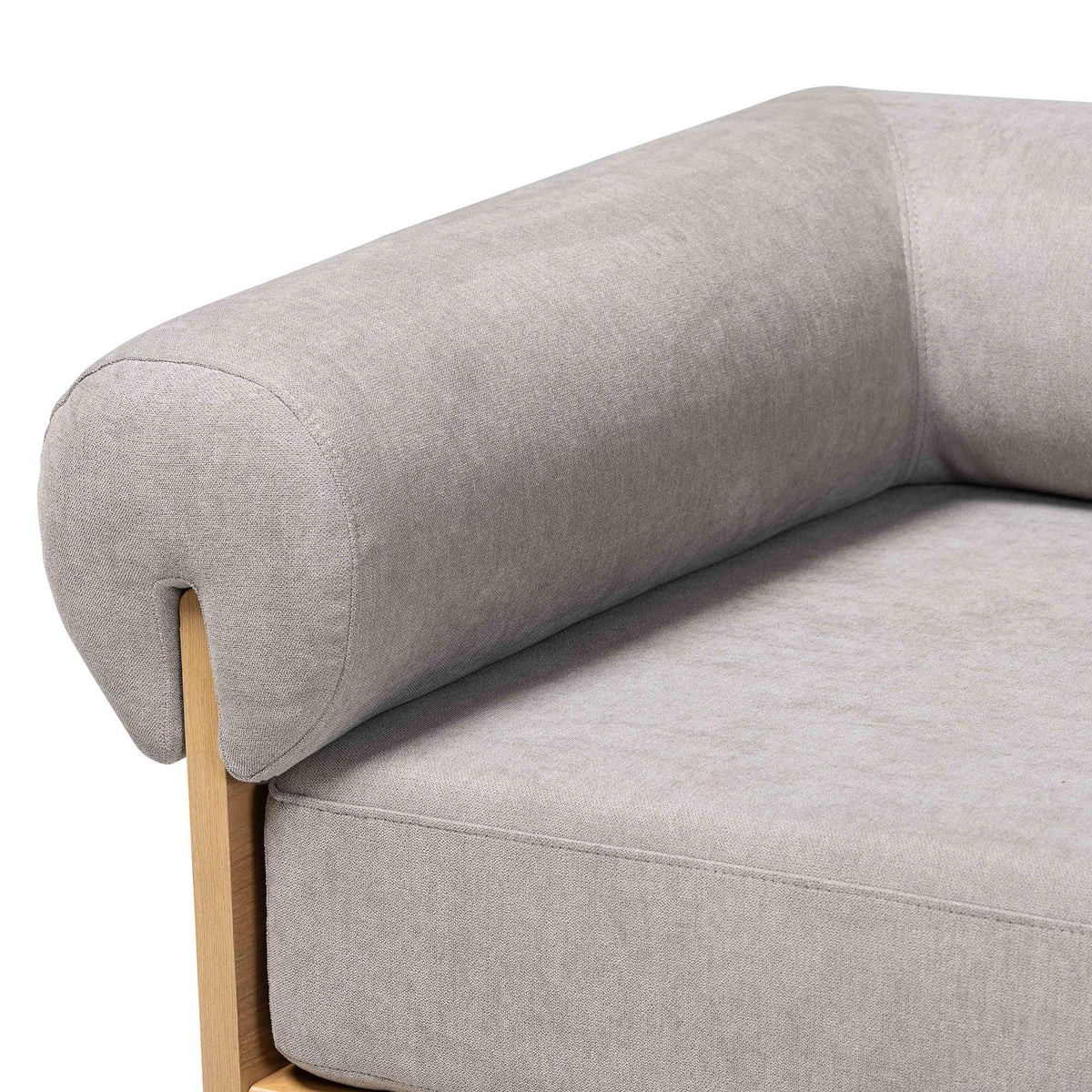 Bertille Left-Arm Chaise Lounge with Solid Wood Base Minimalist Sofa Daybed