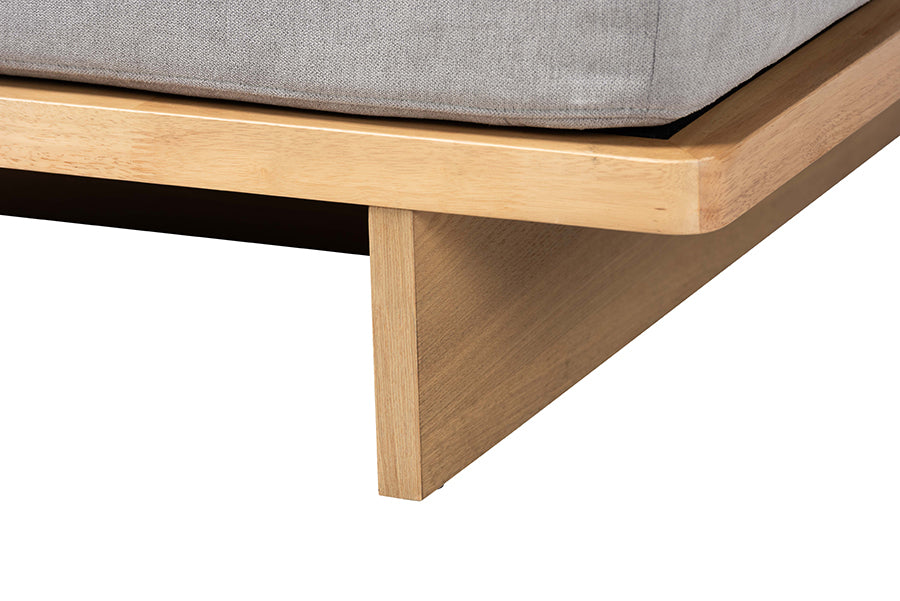 Bertille Left-Arm Chaise Lounge with Solid Wood Base Minimalist Sofa Daybed