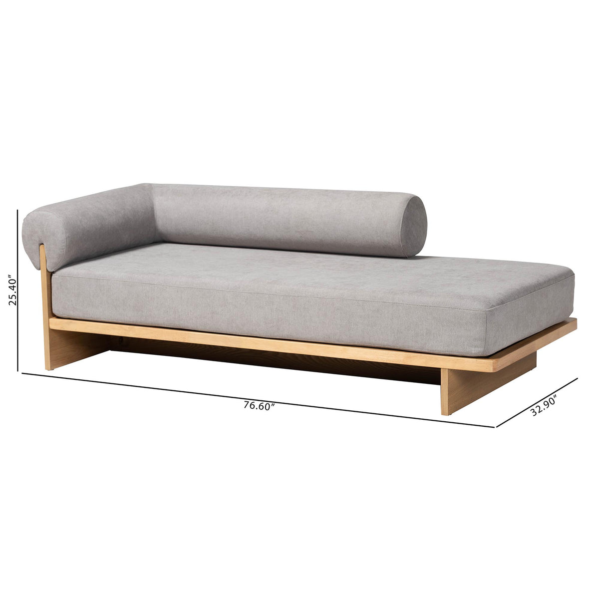 Bertille Left-Arm Chaise Lounge with Solid Wood Base Minimalist Sofa Daybed