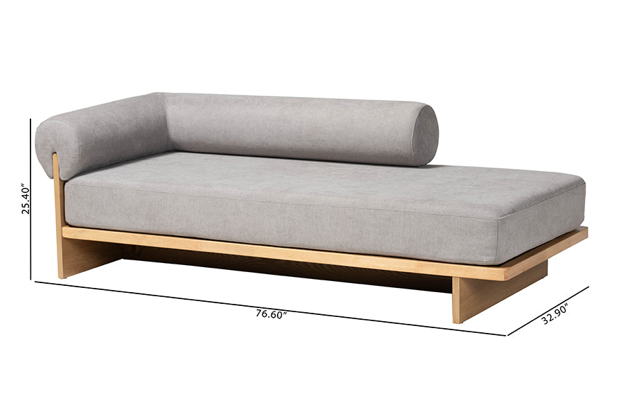 Bertille Left-Arm Chaise Lounge with Solid Wood Base Minimalist Sofa Daybed