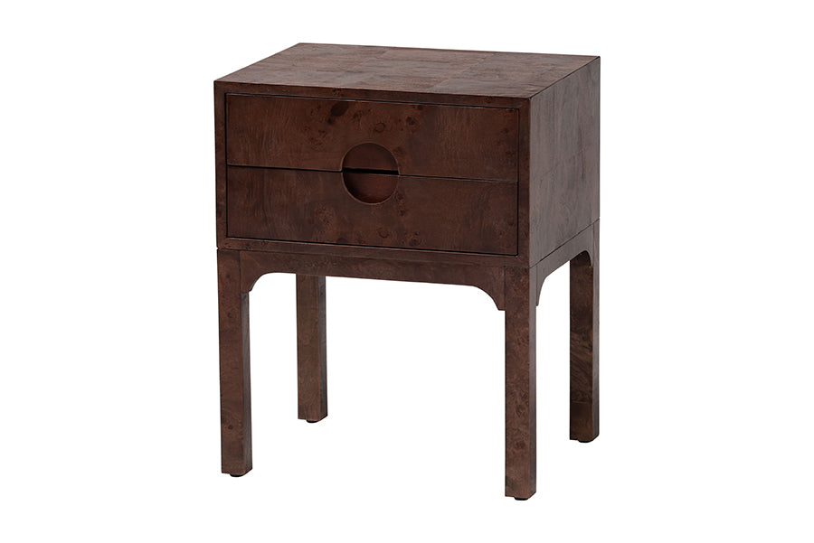 Bali & Pari Kayla Real Burl Wood Nightstand