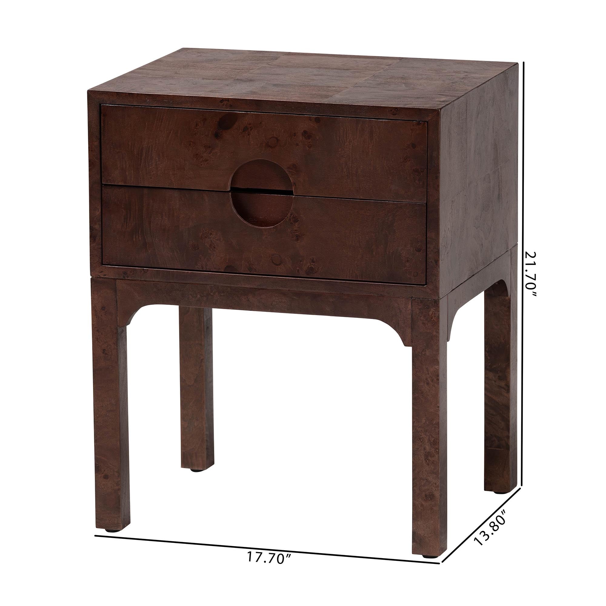 Bali & Pari Kayla Real Burl Wood Nightstand