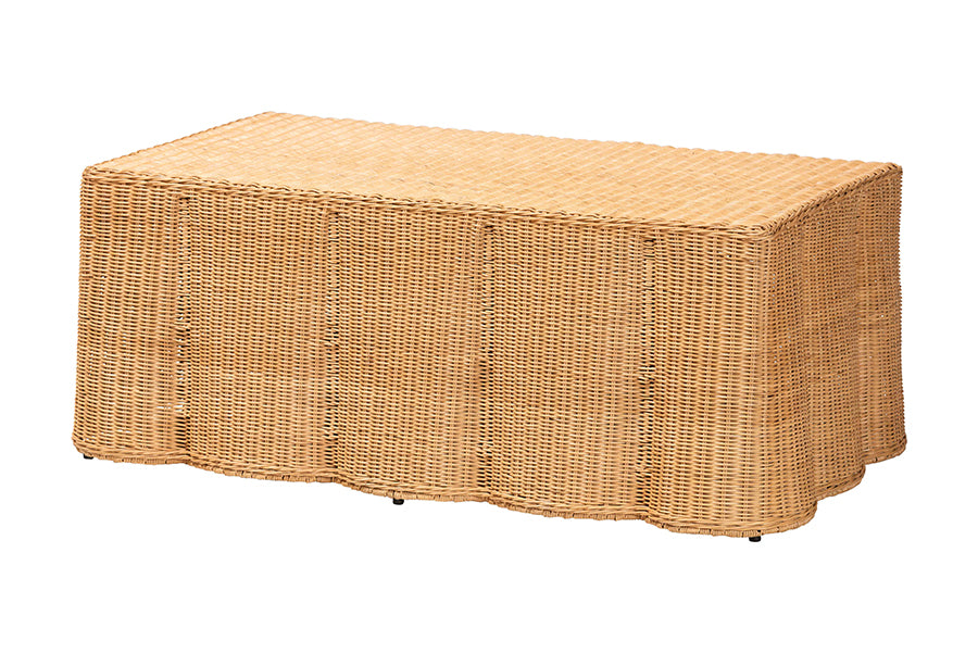 Bali & Pari Palm Scalloped Rattan Coffee Table