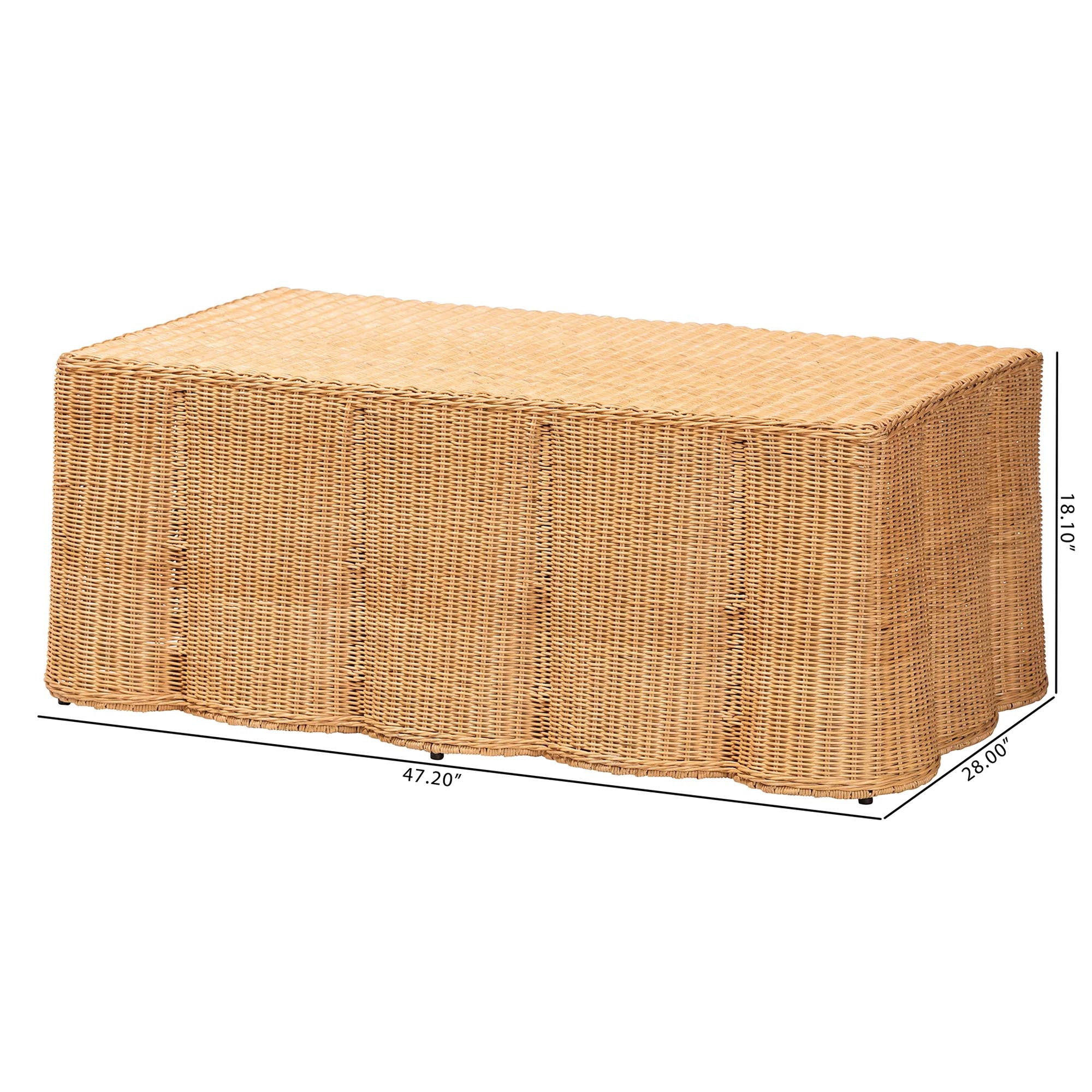 Bali & Pari Palm Scalloped Rattan Coffee Table