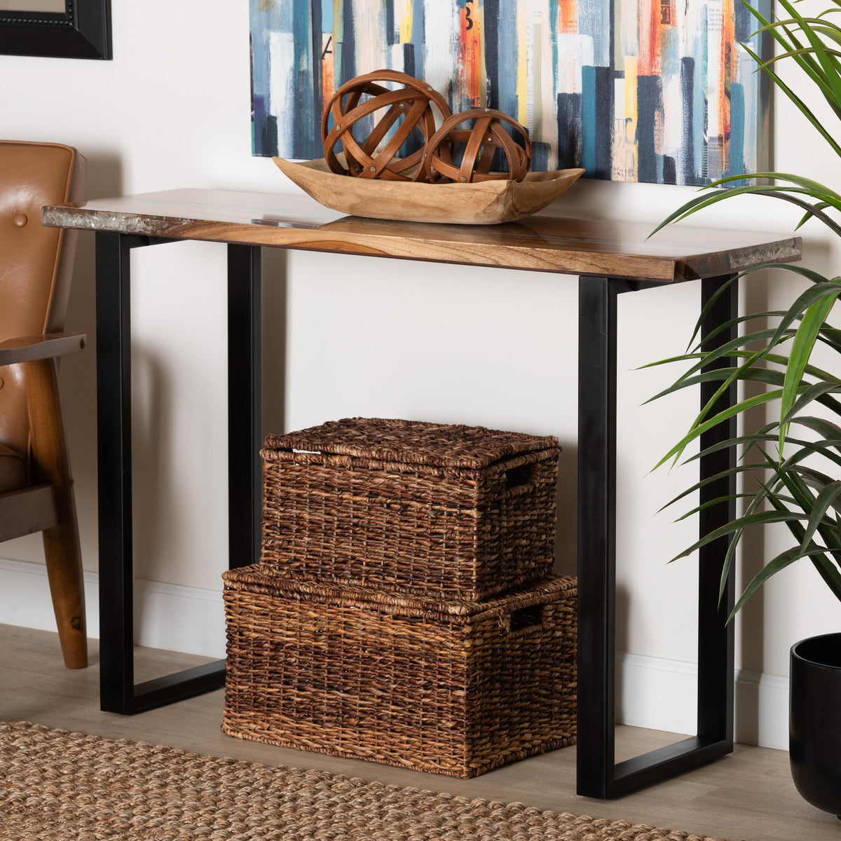 Bali & Pari Apio Wood Epoxy Resin Console Table