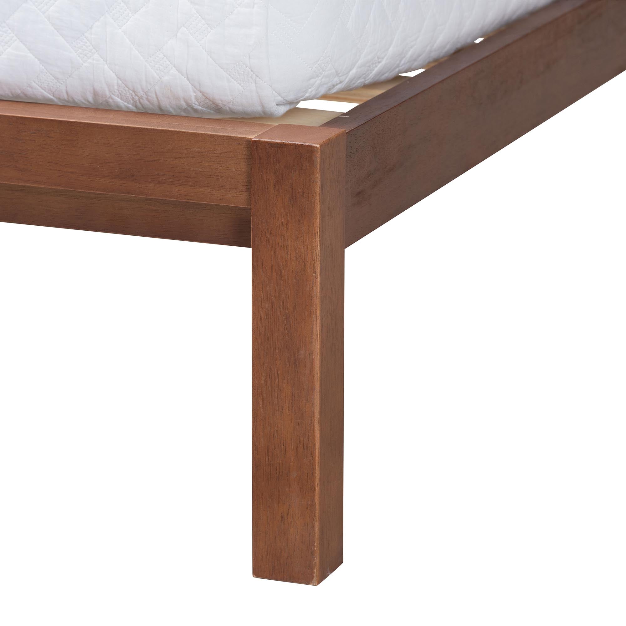 Raewyn Wood Platform Bed - Low Profile Bed Frame with Decorative Rattan Weave Inlay and Rounded Headboard,