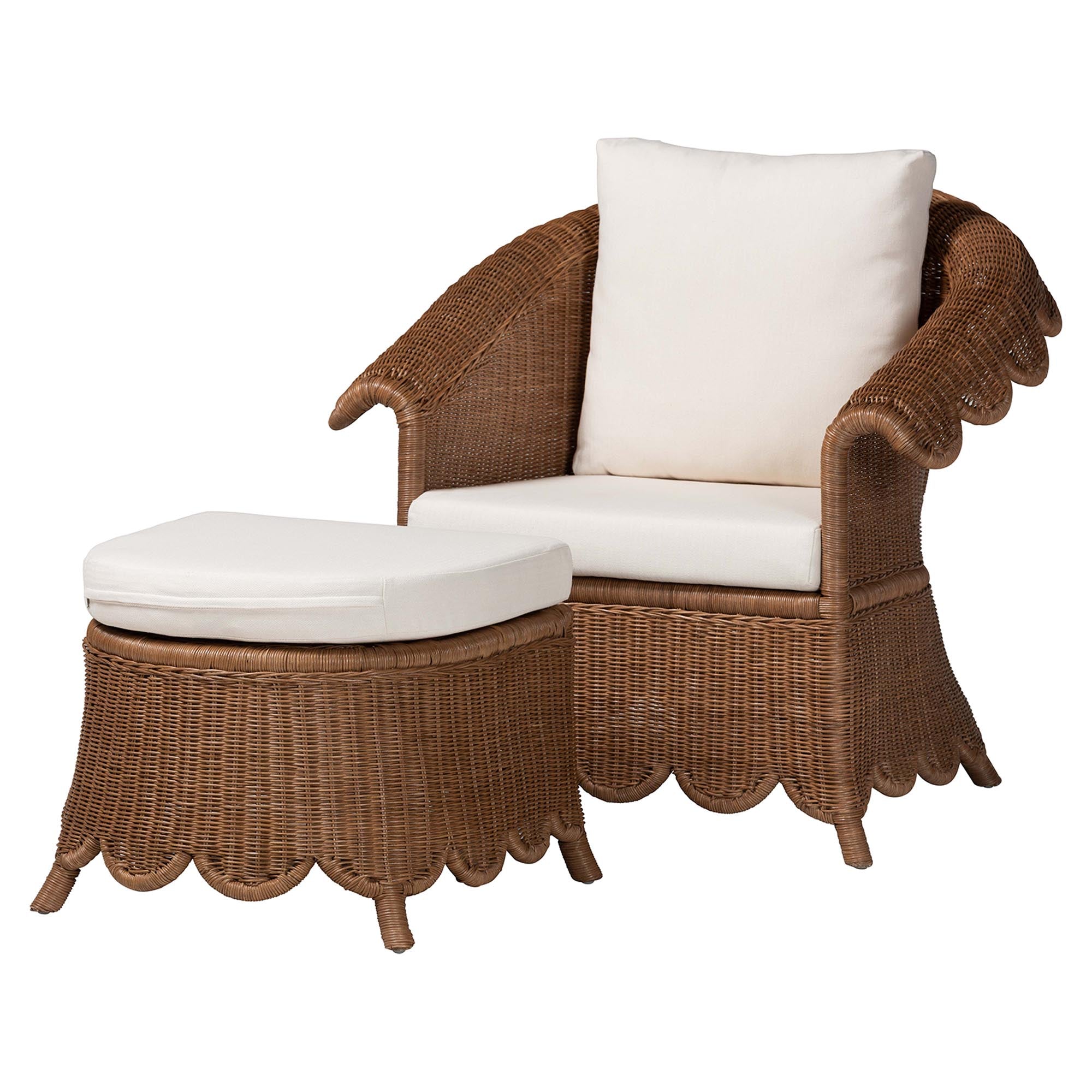 Bali & Pari Detta Rattan Armchair and Ottoman Set