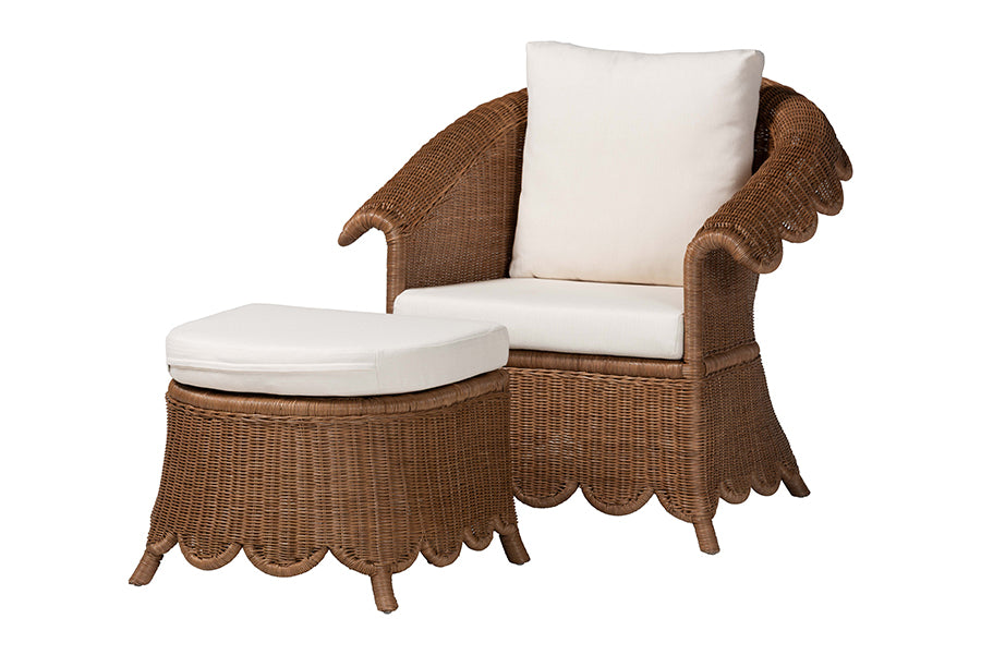 Bali & Pari Detta Rattan Armchair and Ottoman Set