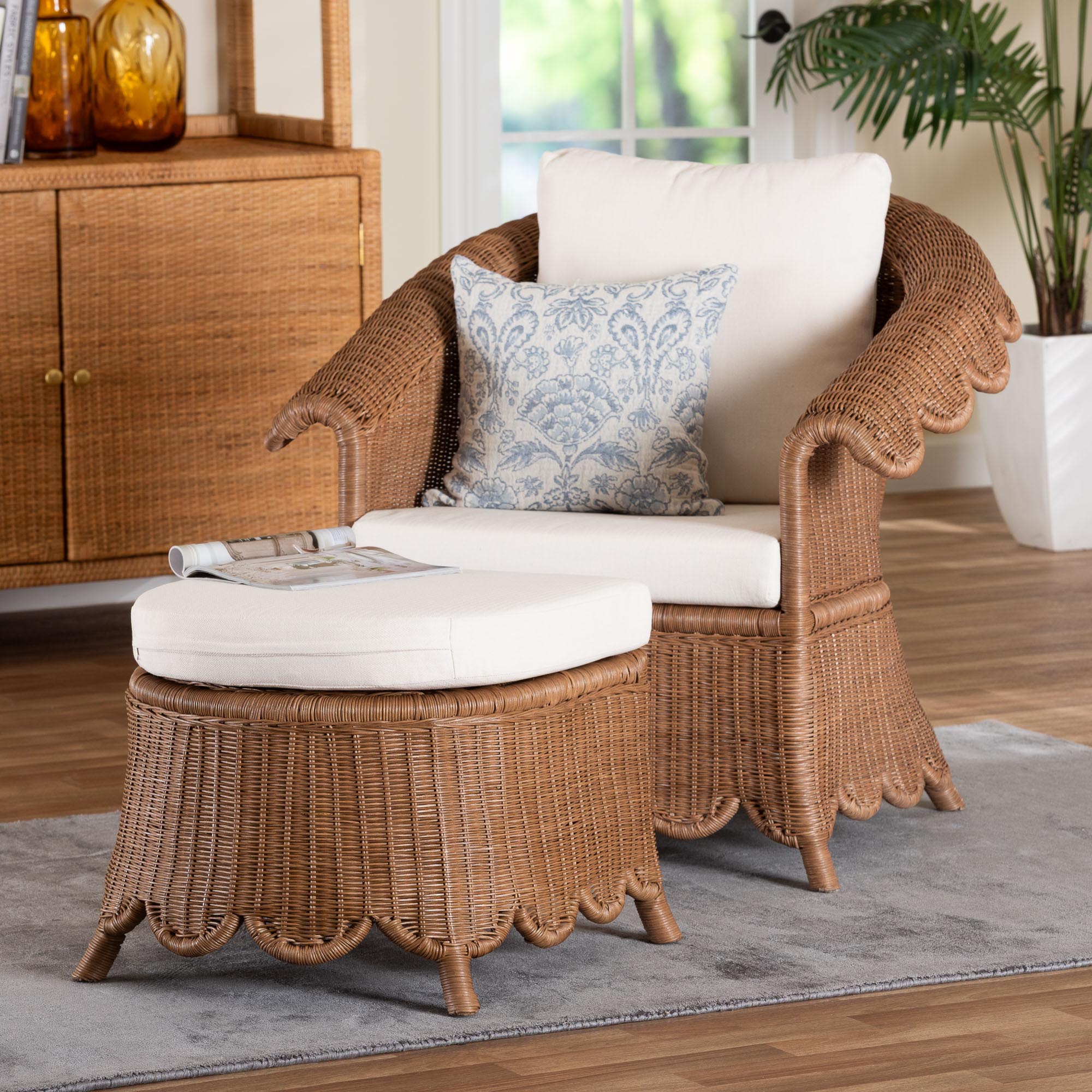 Bali & Pari Detta Rattan Armchair and Ottoman Set
