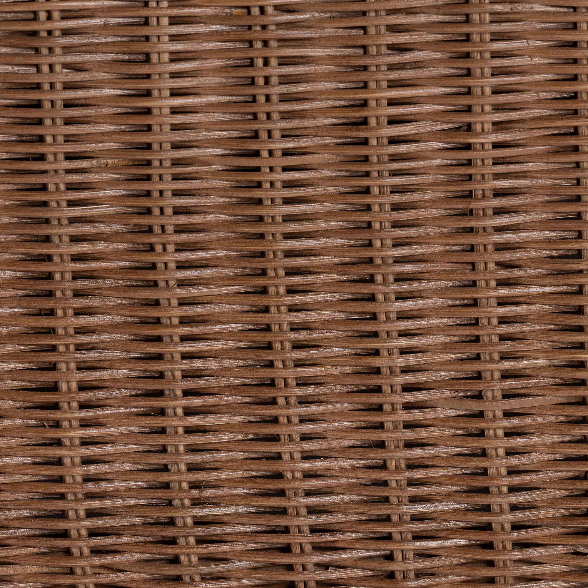 Bali & Pari Detta Rattan Loveseat with Cushion Handwoven Wicker Settee with Rolled Arms and Scalloped Skirt Base, Boho Coastal Style for Sunroom or Lounge