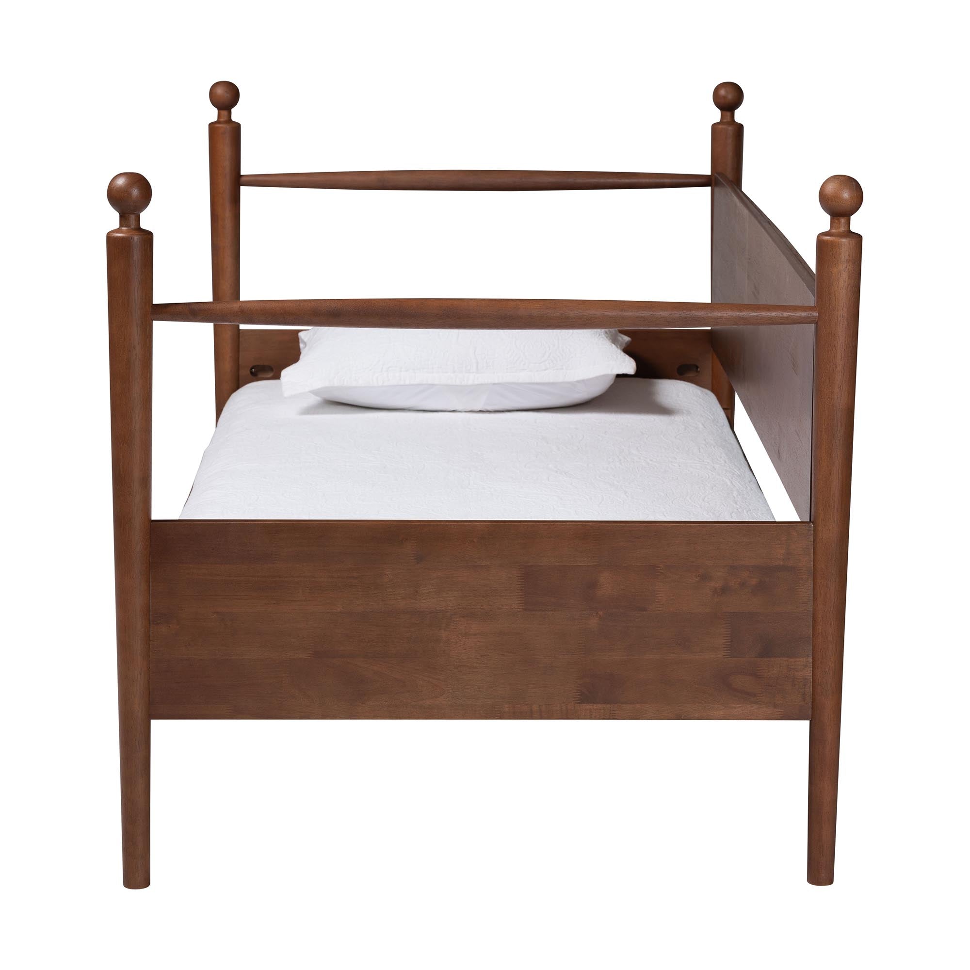 Gianetta Wooden Daybed with Spindle Posts - Classic Cottage-Style Bed Frame with Guardrail Back, Solid Wood Day Bed for Guest Room or Kids’ Bedroom,
