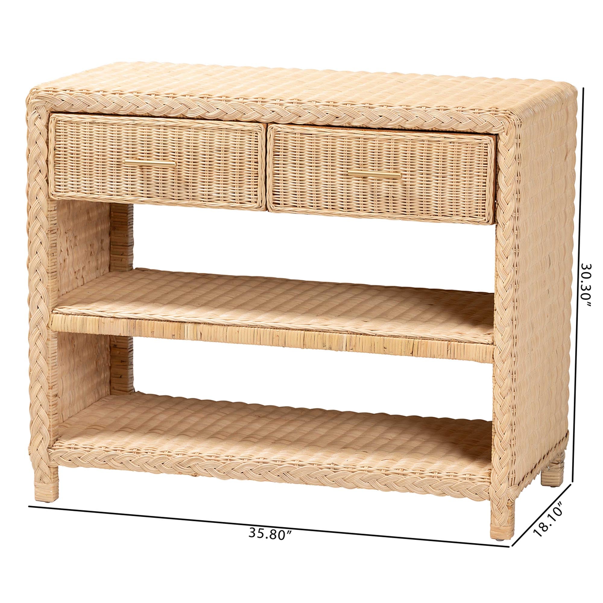 Bali & Pari Lanica Braided Rattan Console Table