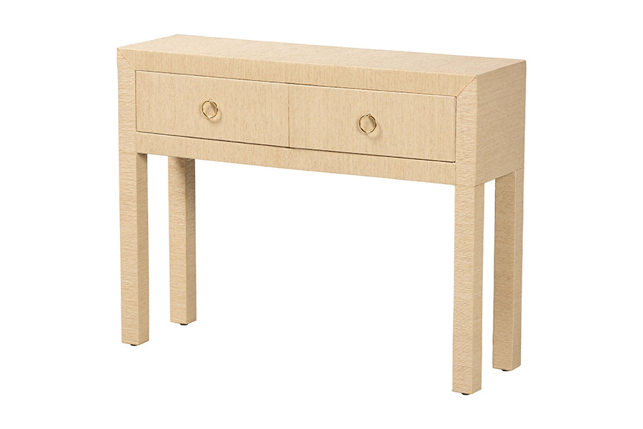 Bali & Pari Noah Grasscloth 2-Drawer Console Table