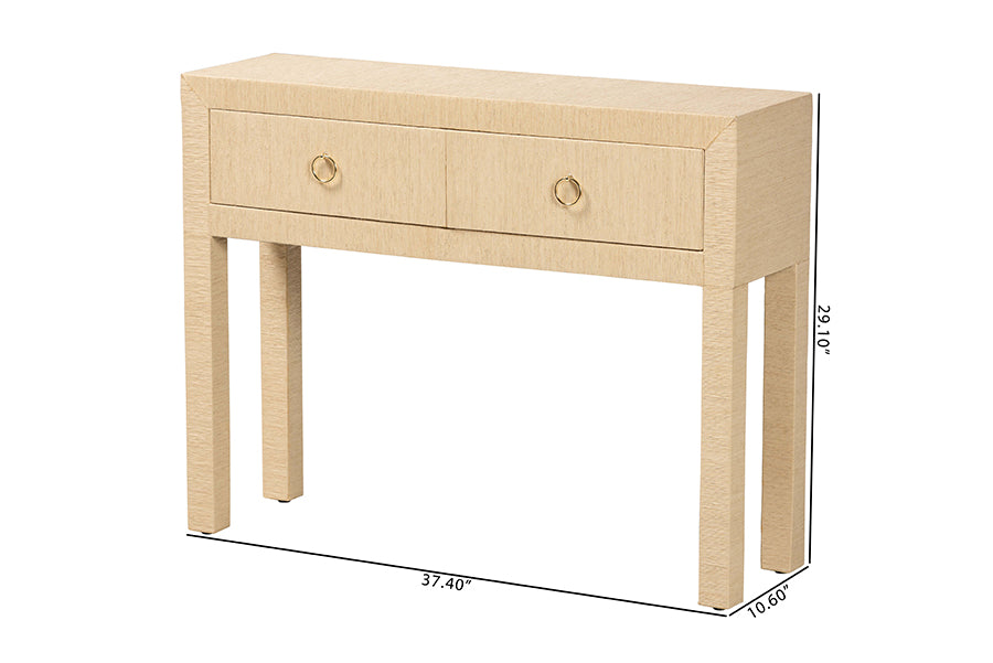 Bali & Pari Noah Grasscloth 2-Drawer Console Table