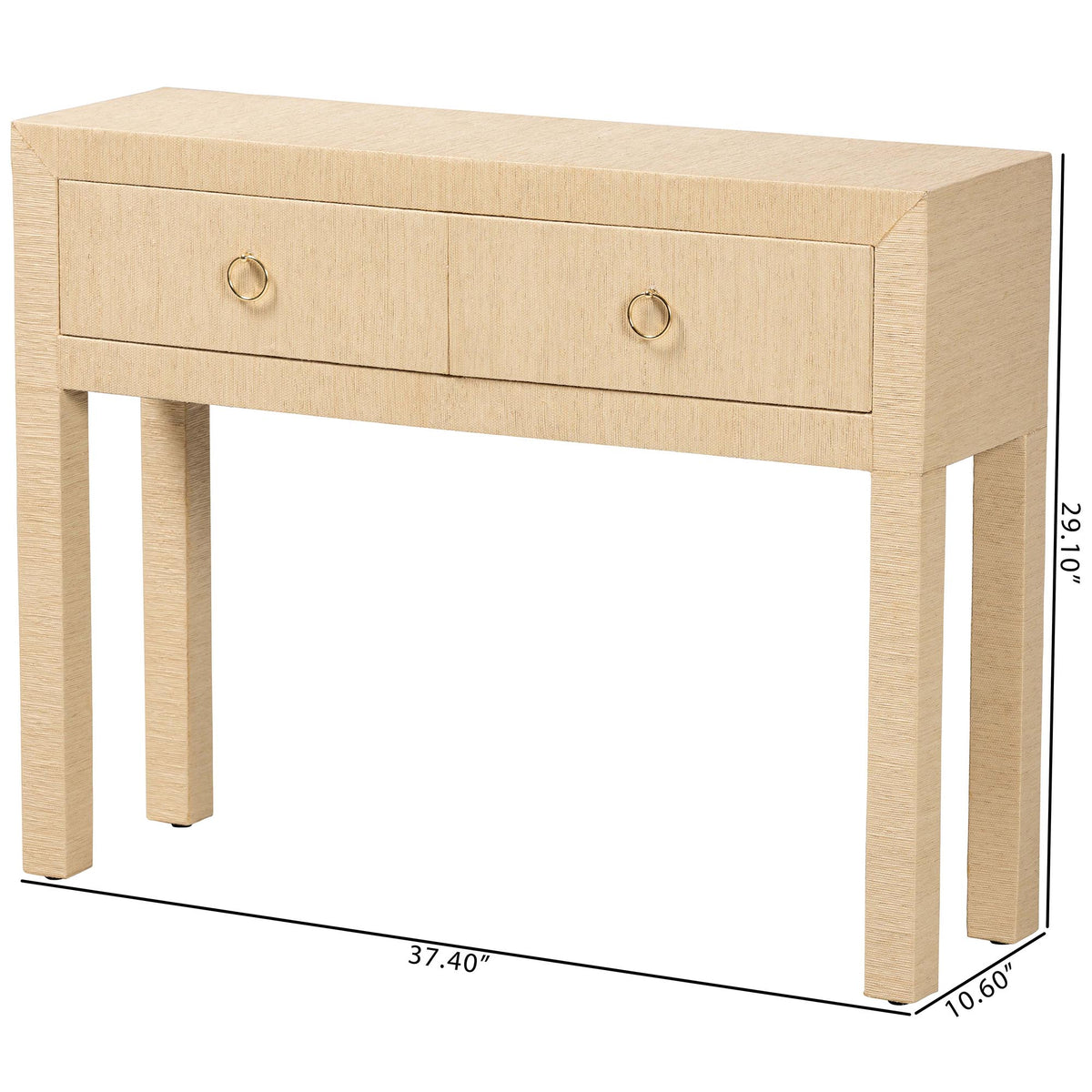 Bali & Pari Noah Grasscloth 2-Drawer Console Table