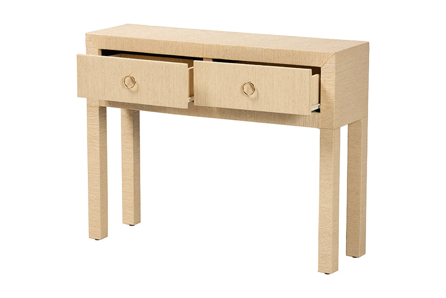Bali & Pari Noah Grasscloth 2-Drawer Console Table