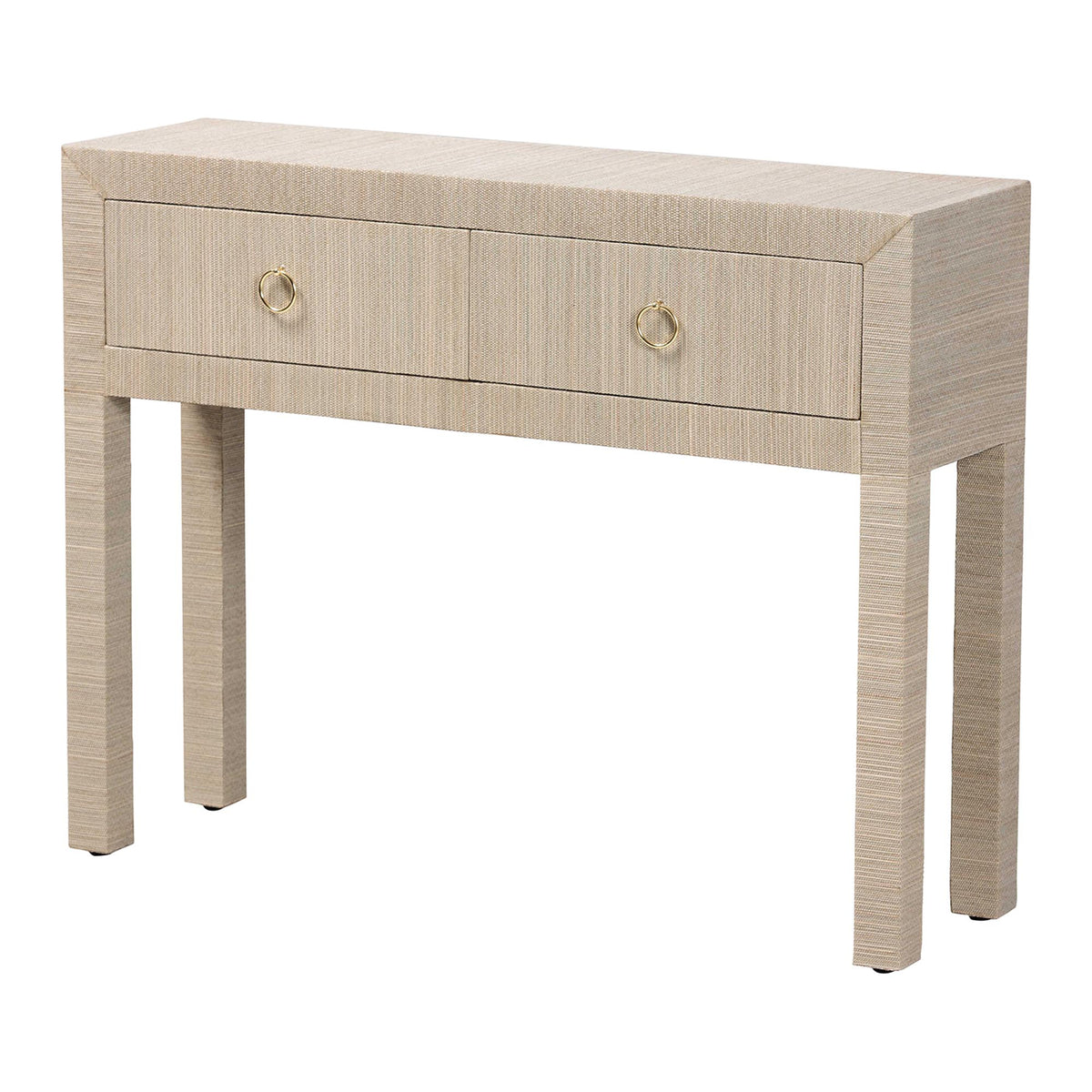 Bali & Pari Noah Grasscloth 2-Drawer Console Table