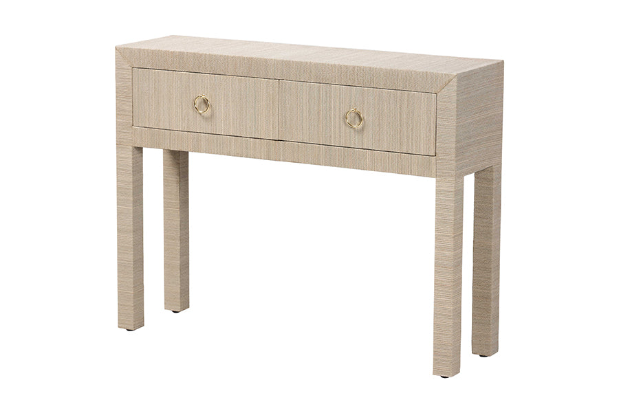 Bali & Pari Noah Grasscloth 2-Drawer Console Table