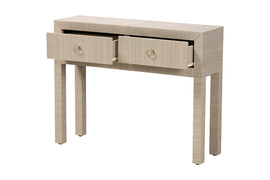 Bali & Pari Noah Grasscloth 2-Drawer Console Table