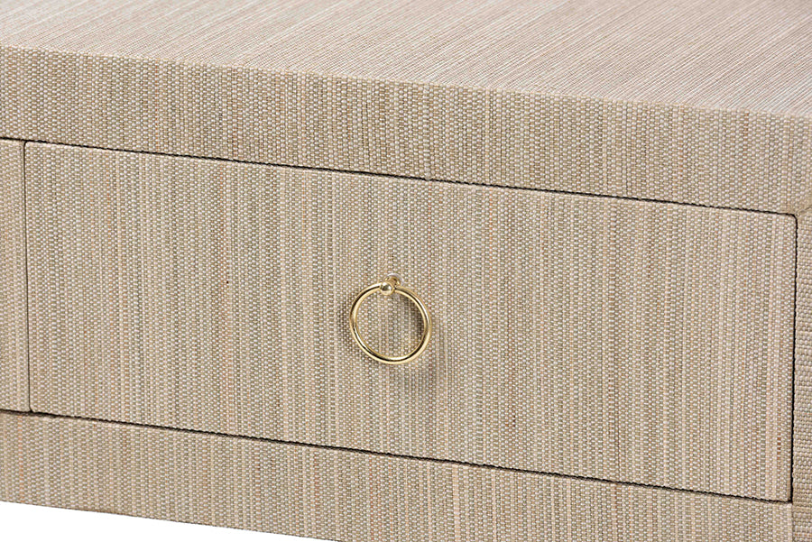Bali & Pari Noah Grasscloth 2-Drawer Console Table