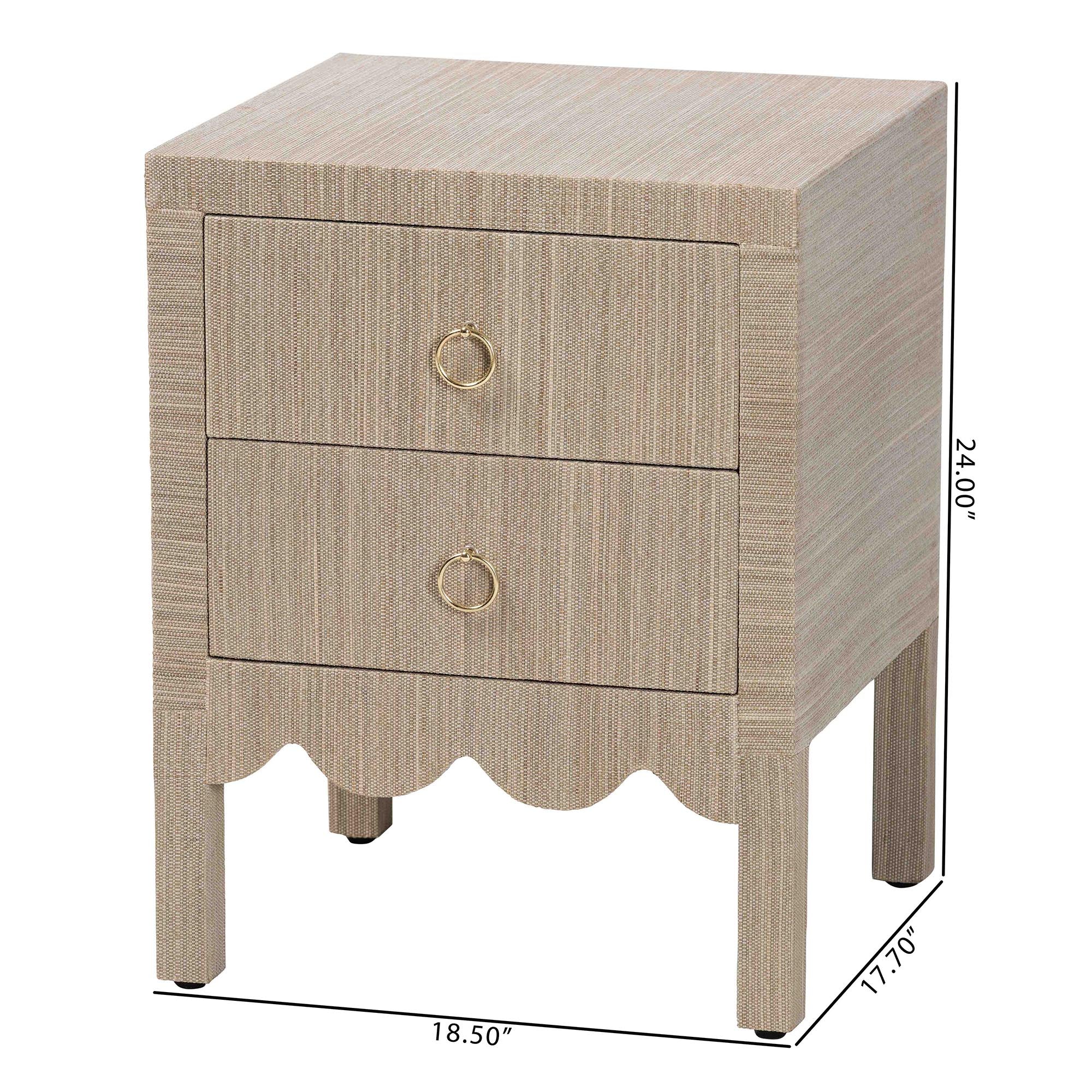 Bali & Pari Juniper Grasscloth 2-Drawer Nightstand