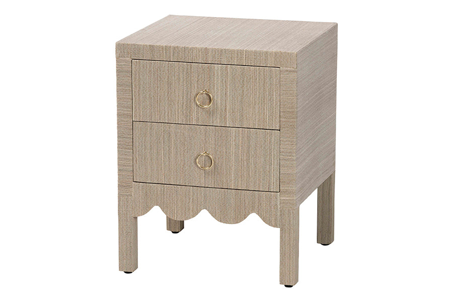 Bali & Pari Juniper Grasscloth 2-Drawer Nightstand