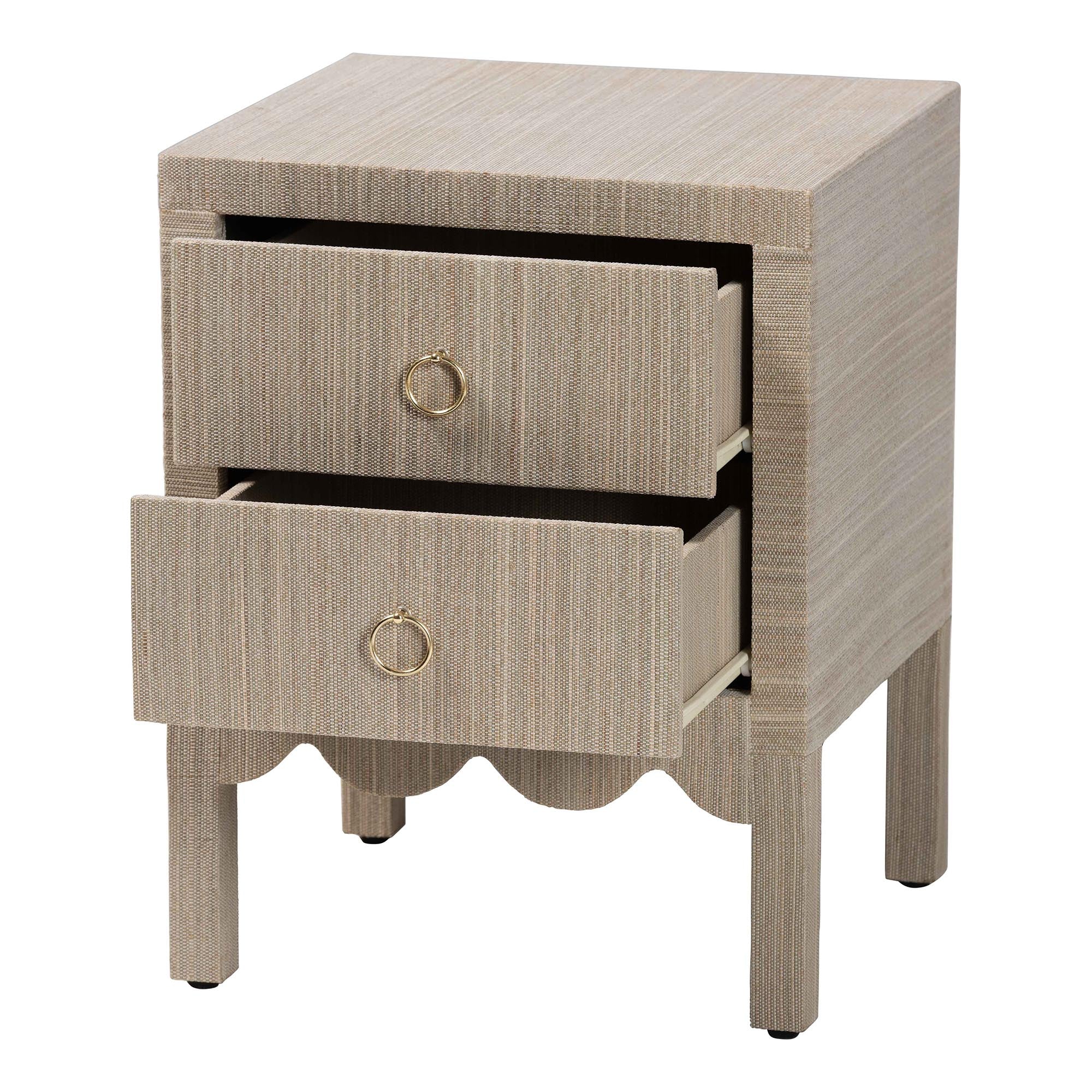 Bali & Pari Juniper Grasscloth 2-Drawer Nightstand