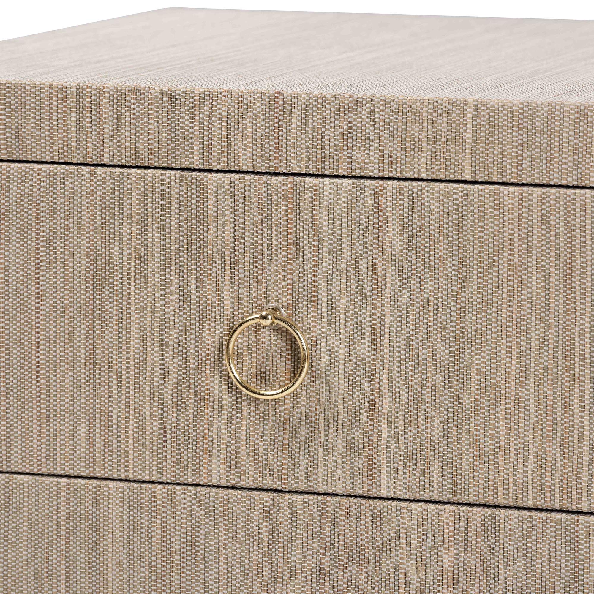 Bali & Pari Juniper Grasscloth 2-Drawer Nightstand