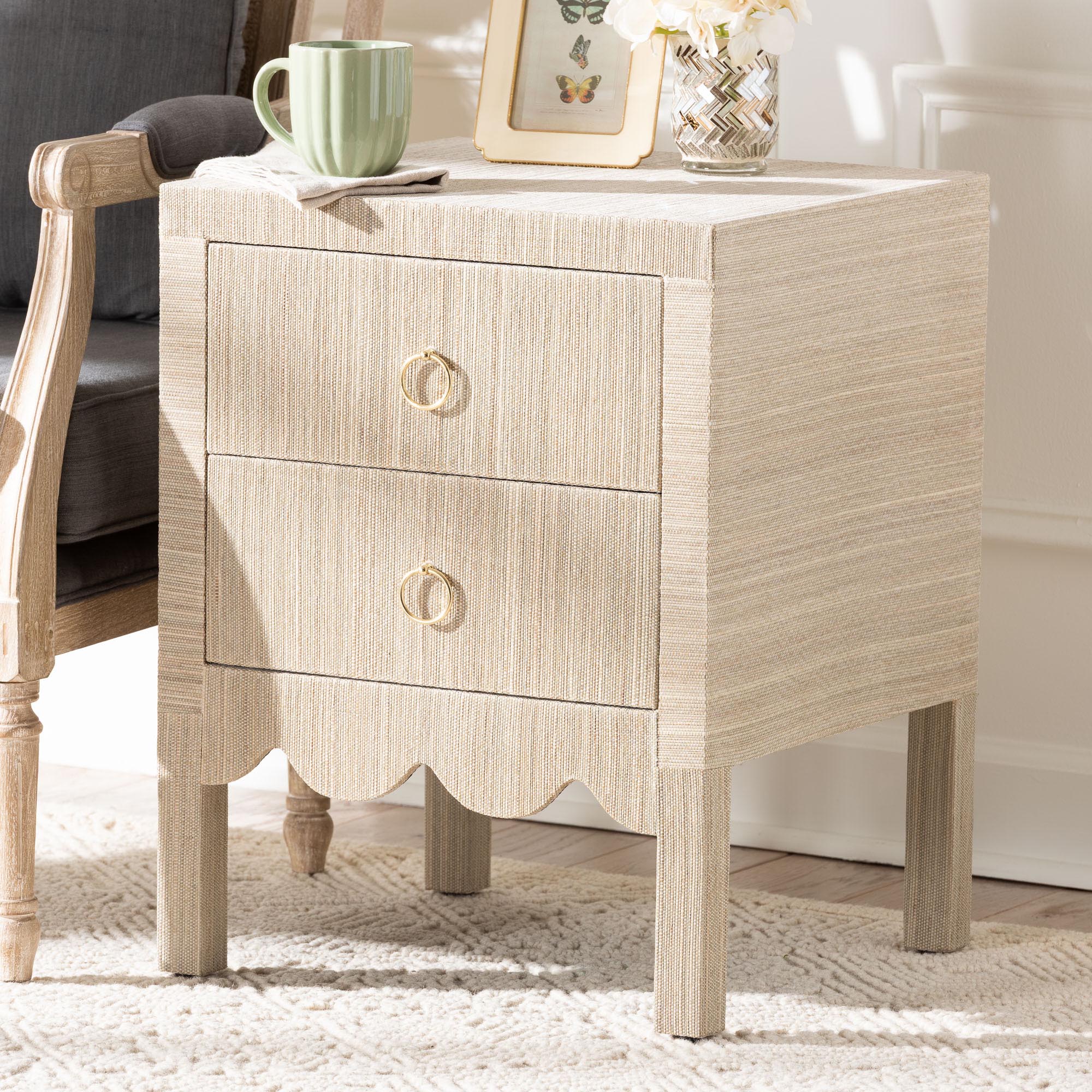 Bali & Pari Juniper Grasscloth 2-Drawer Nightstand