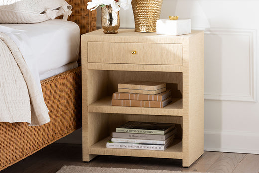 Bali & Pari William Grasscloth 1-Drawer Nightstand
