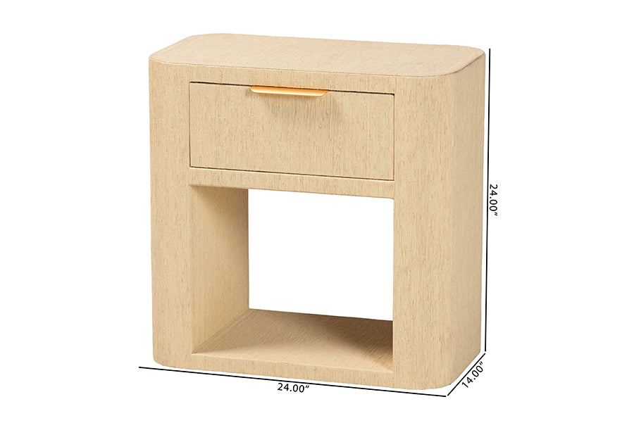 Bali & Pari Beauford Grasscloth 1-Drawer Nightstand