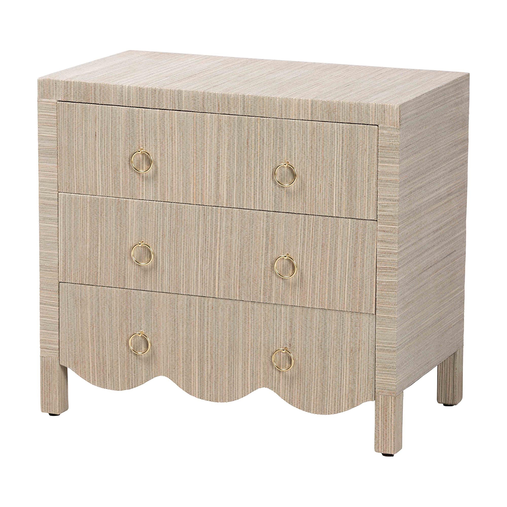 Bali & Pari Umika Grasscloth Nightstand 3-Drawer Accent Chest