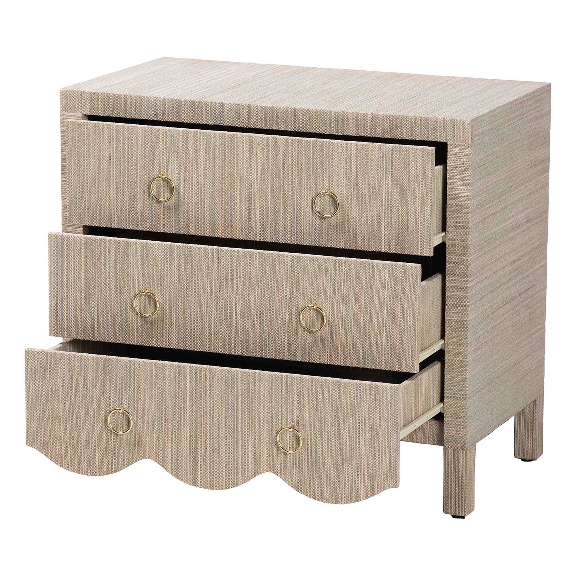 Bali & Pari Umika Grasscloth Nightstand 3-Drawer Accent Chest