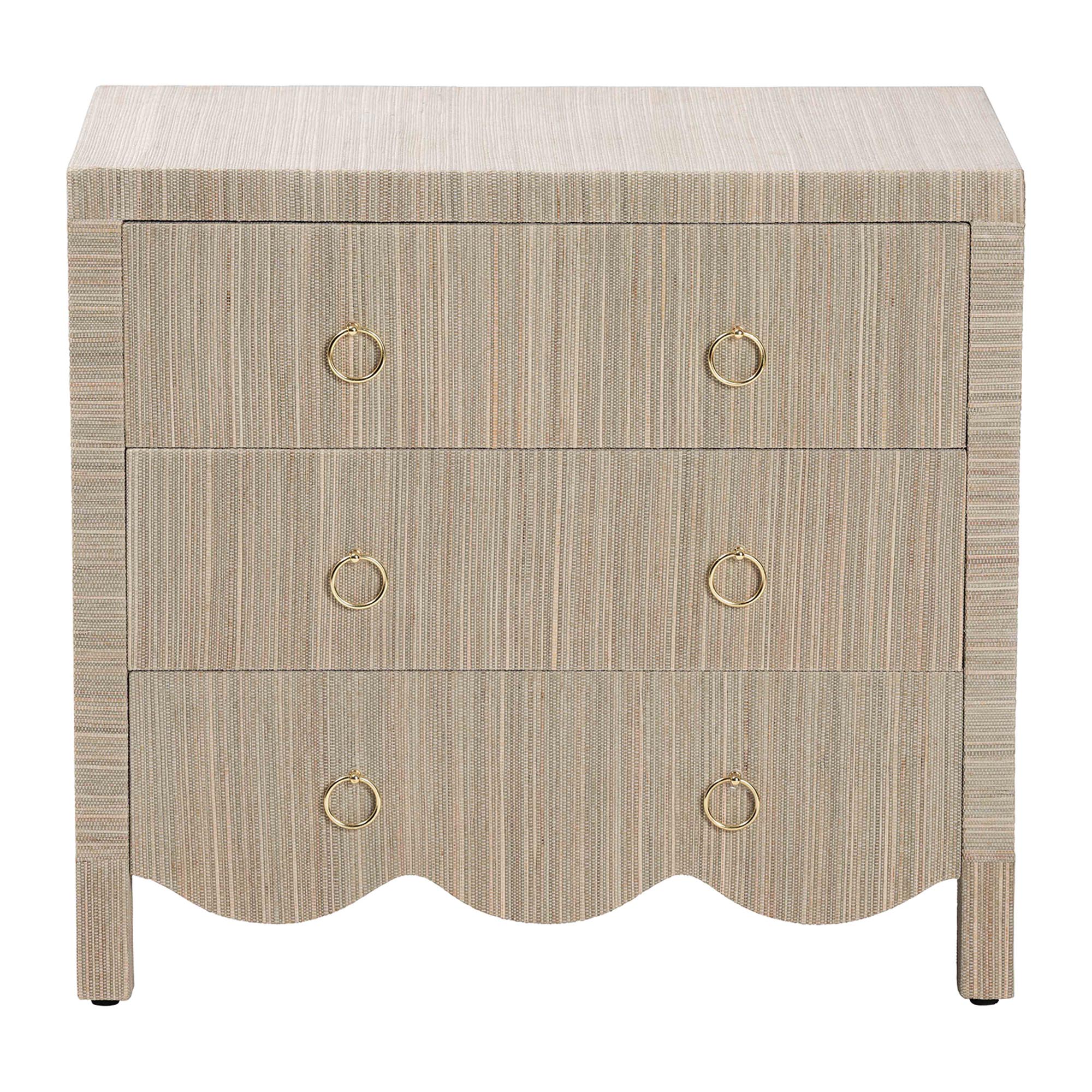 Bali & Pari Umika Grasscloth Nightstand 3-Drawer Accent Chest
