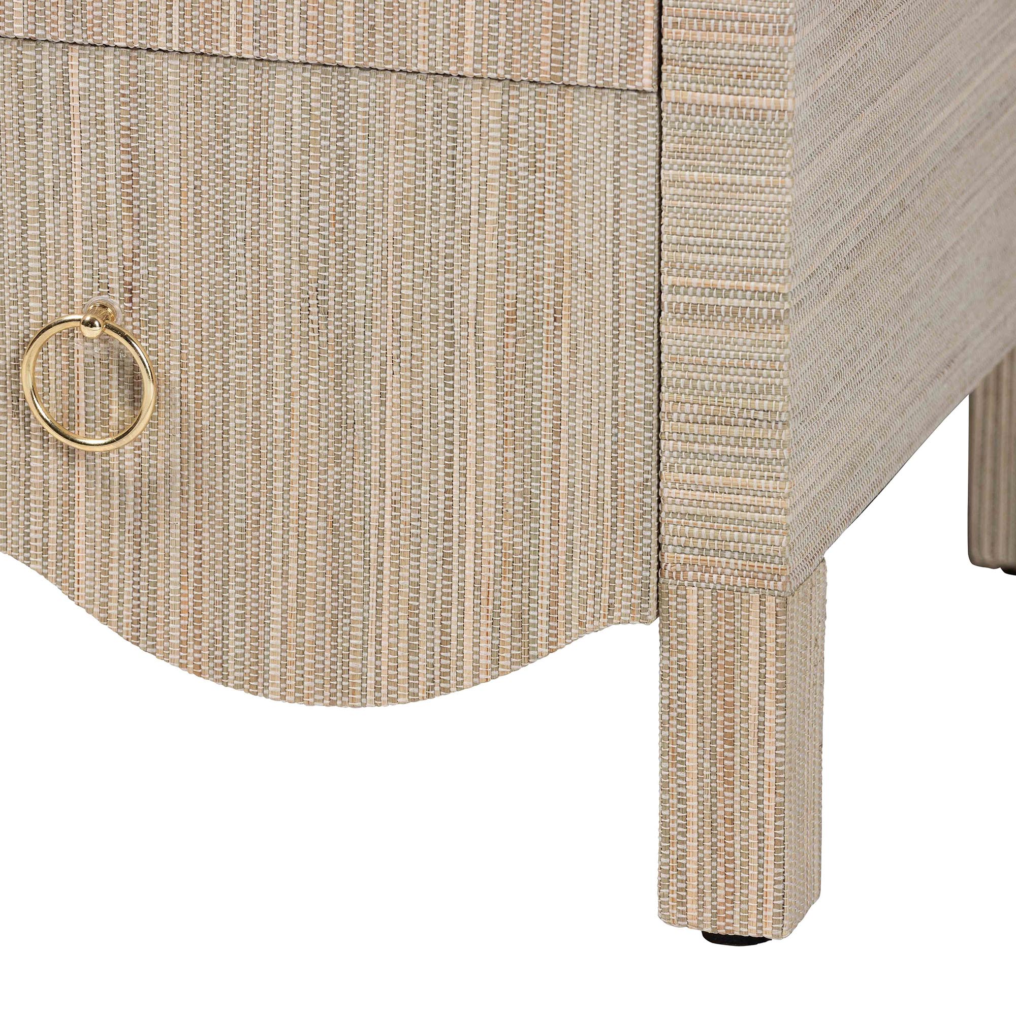 Bali & Pari Umika Grasscloth Nightstand 3-Drawer Accent Chest