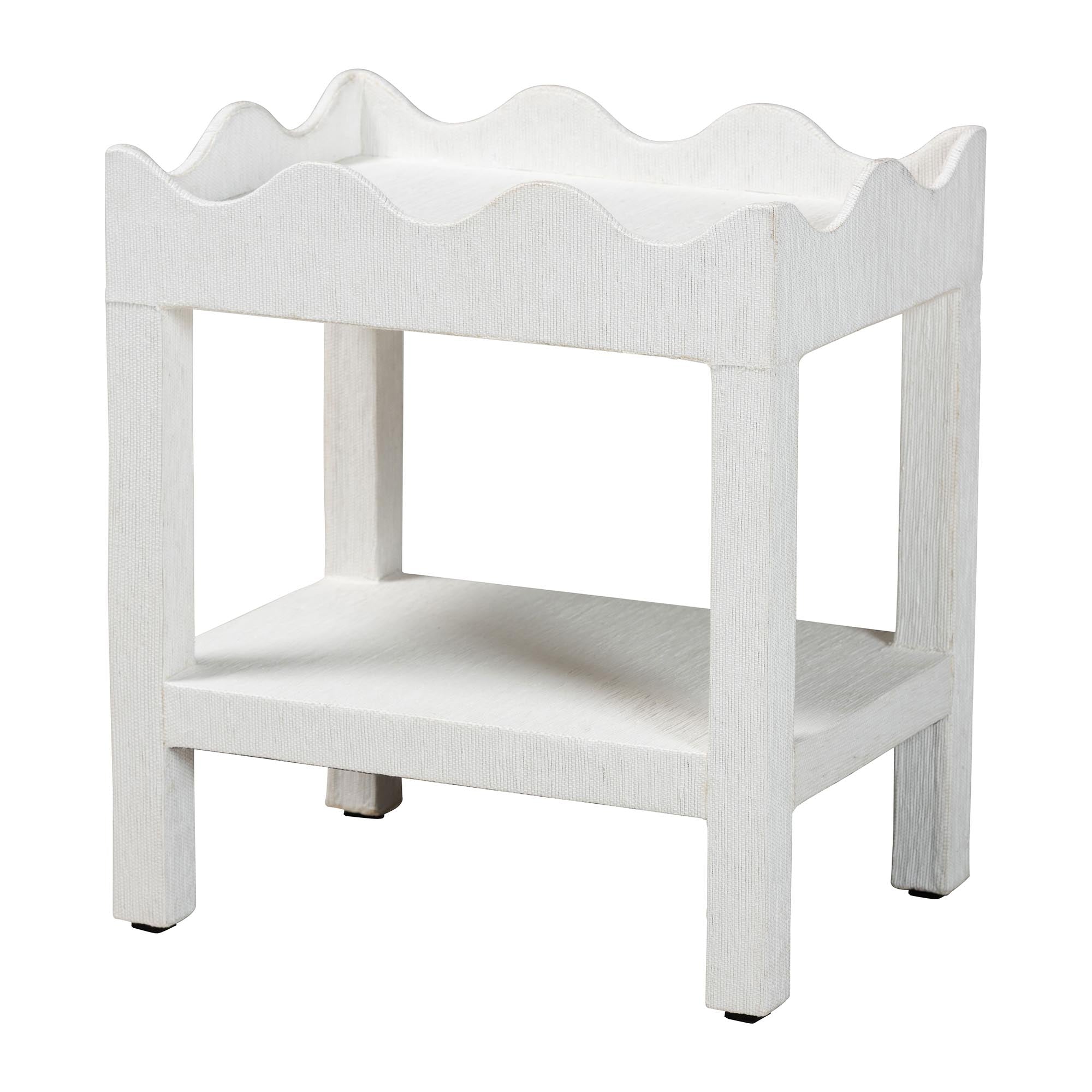 Bali & Pari Sebastian Grasscloth Scalloped End Table