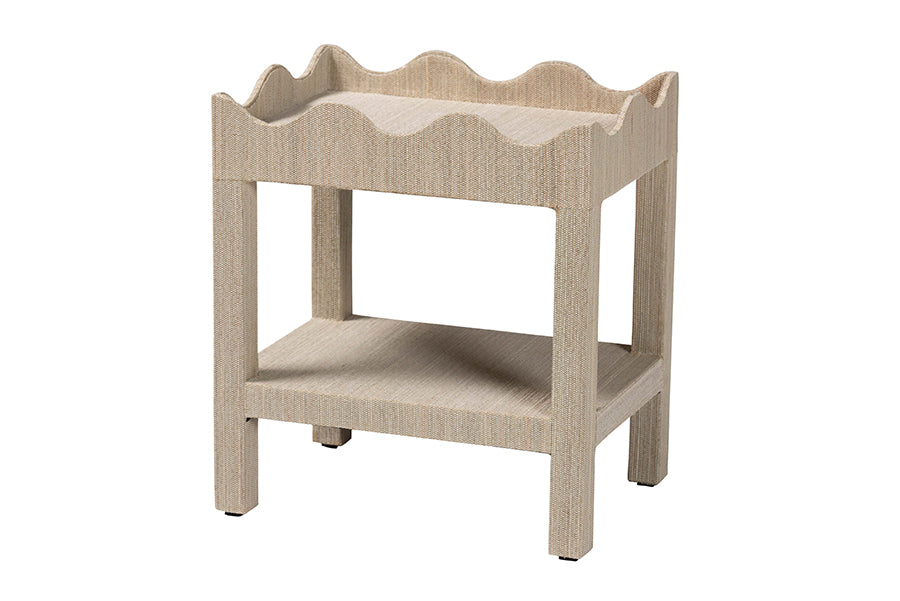 Bali & Pari Sebastian Grasscloth Scalloped End Table