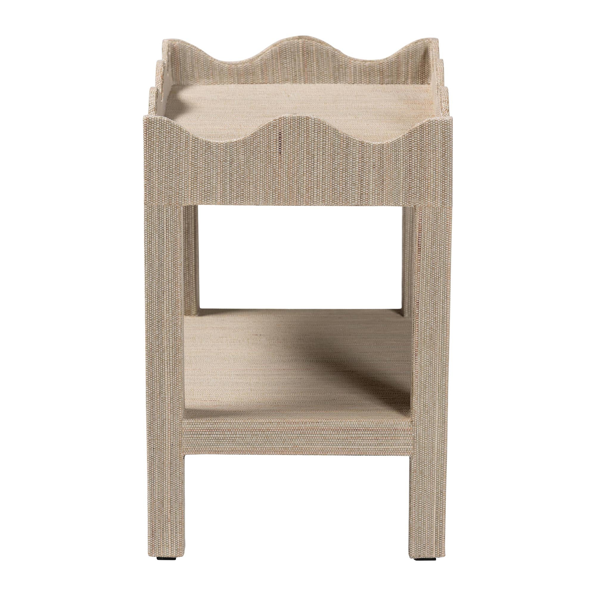 Bali & Pari Sebastian Grasscloth Scalloped End Table