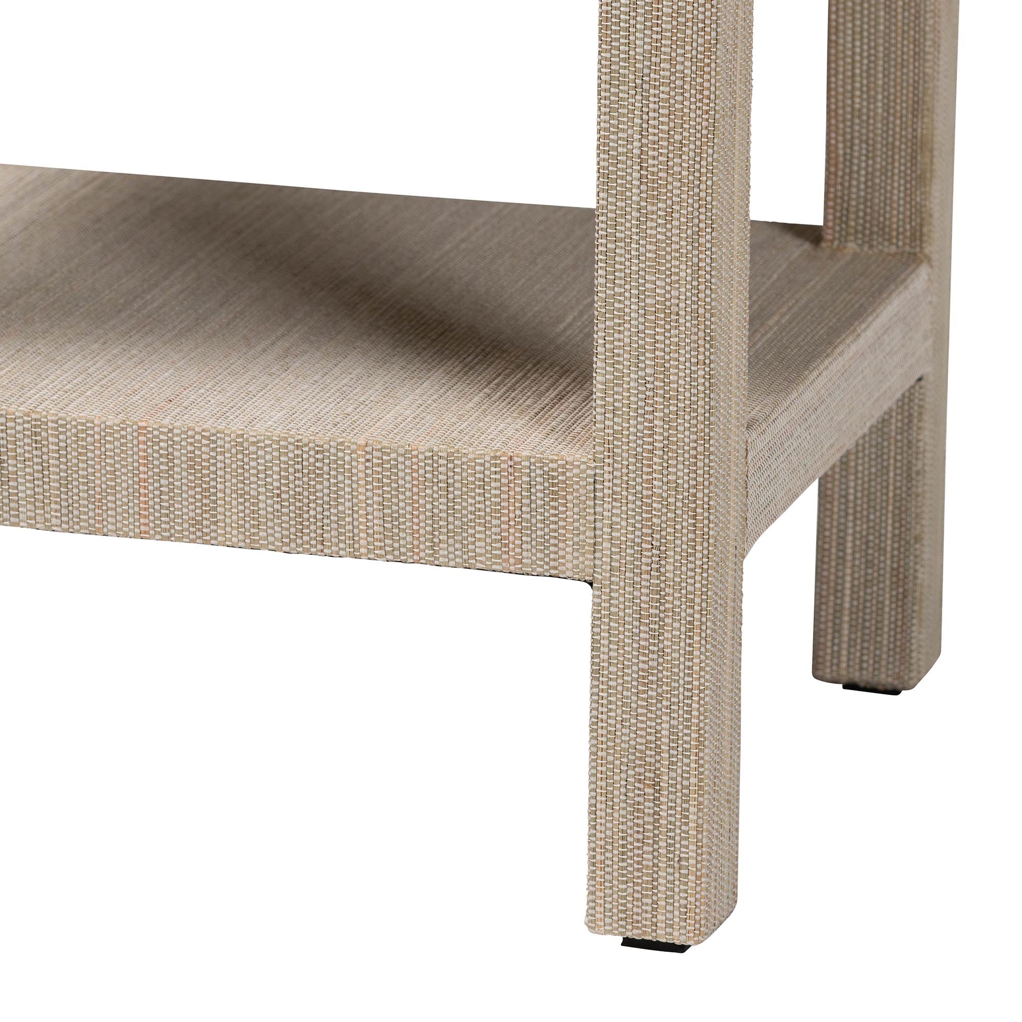 Bali & Pari Sebastian Grasscloth Scalloped End Table