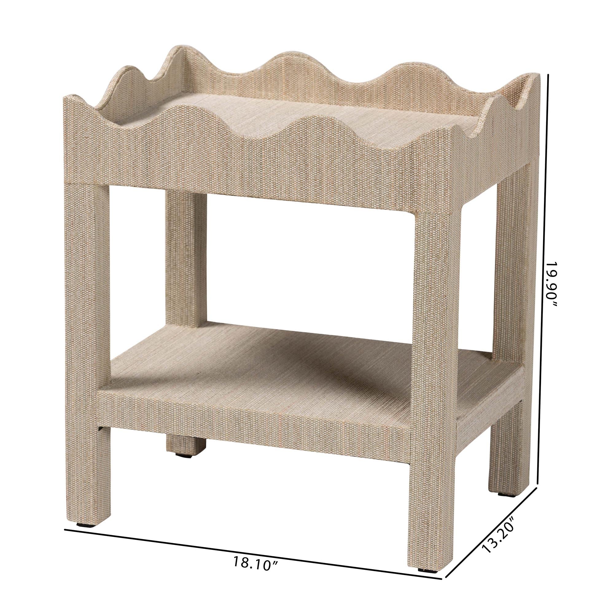 Bali & Pari Sebastian Grasscloth Scalloped End Table
